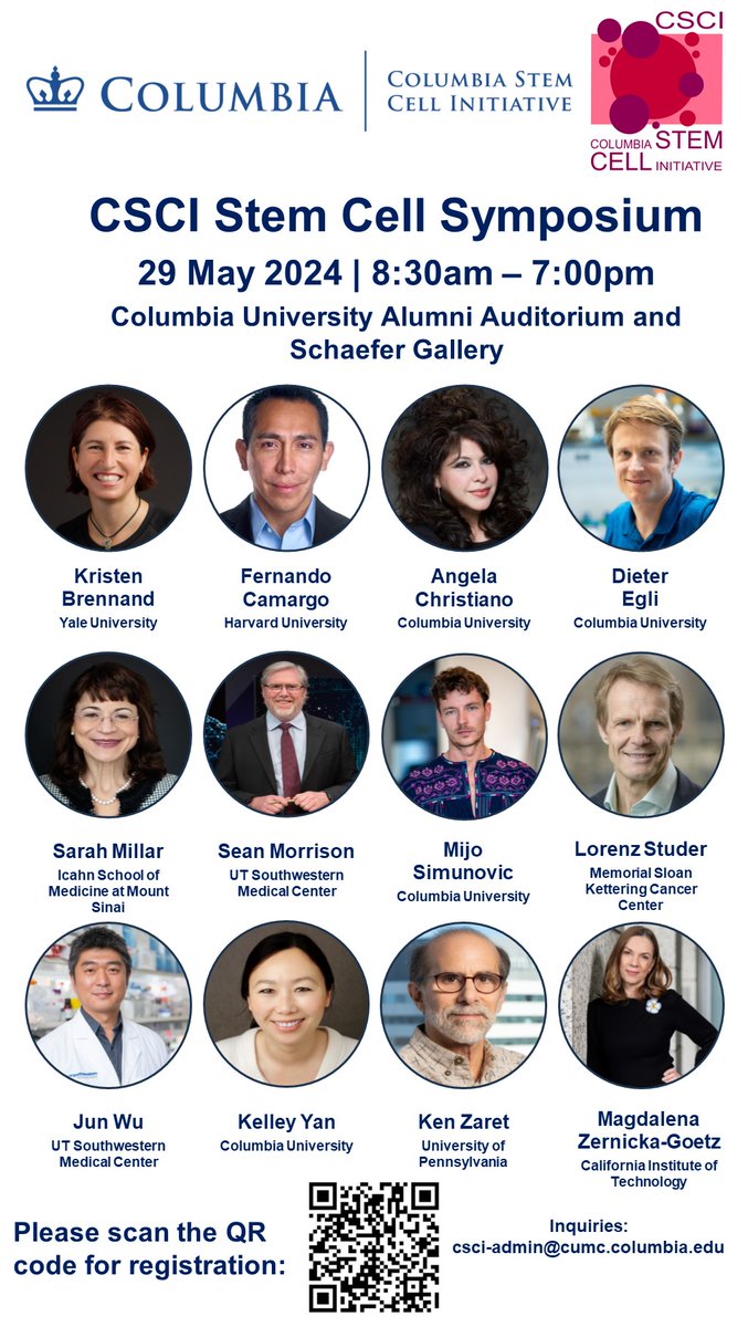 Columbia Stem Cell Initiative (CSCI) (@cscicolumbia) on Twitter photo Don't forget to register for <a href="/CSCIColumbia/">Columbia Stem Cell Initiative (CSCI)</a> Stem Cell Symposium! We have a line-up of amazing speakers!!
docs.google.com/forms/d/e/1FAI… Don't forget to register for <a href="/CSCIColumbia/">Columbia Stem Cell Initiative (CSCI)</a> Stem Cell Symposium! We have a line-up of amazing speakers!!
docs.google.com/forms/d/e/1FAI…