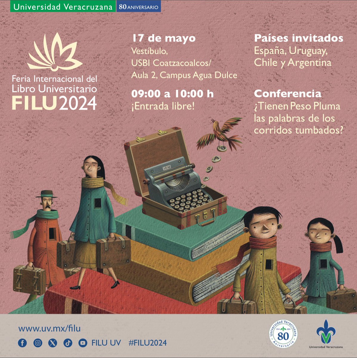 #UVCoatzaMina #UV_Integral

¡Asiste a las actividades de la #FILU2024! 🤩

📆 17 de mayo de 2024
📌 Campus Coatzacoalcos