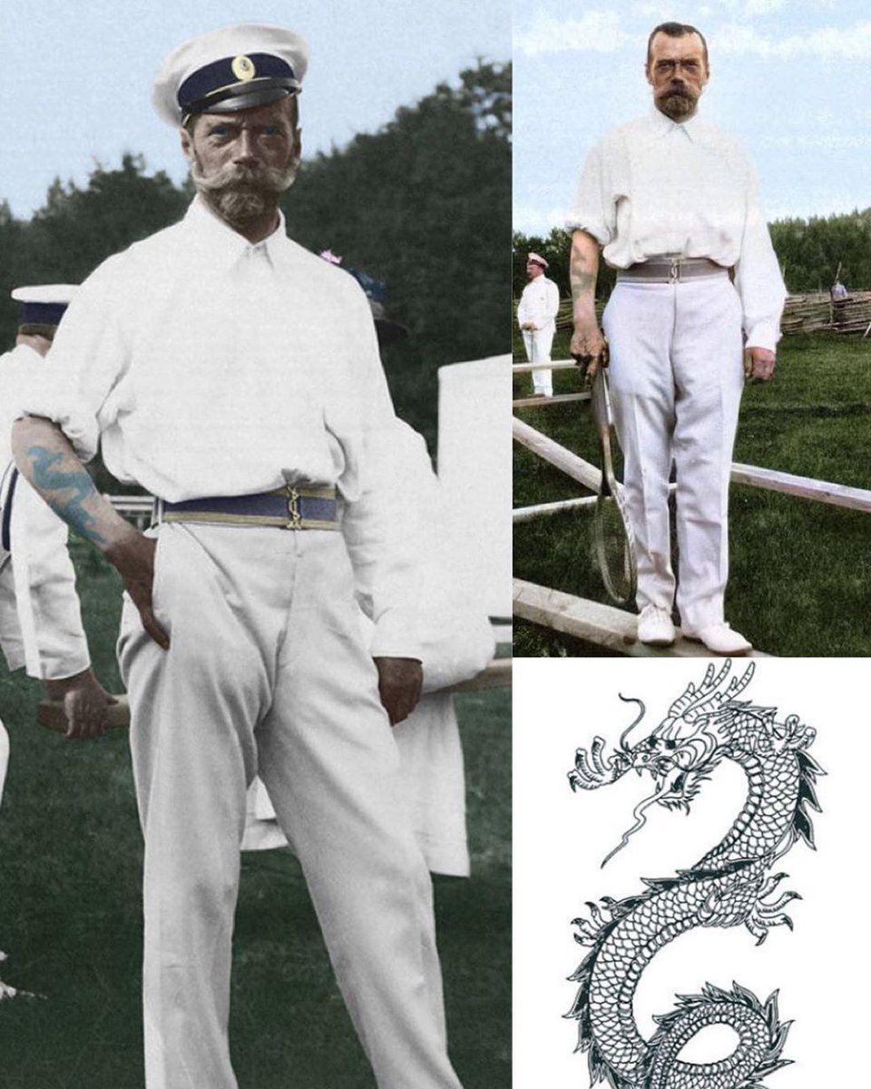 Rus çarı II. Nikolay’ın ejderha dövmesi (1890-1891 doğu gezisi sırasında yaptırmıştır)