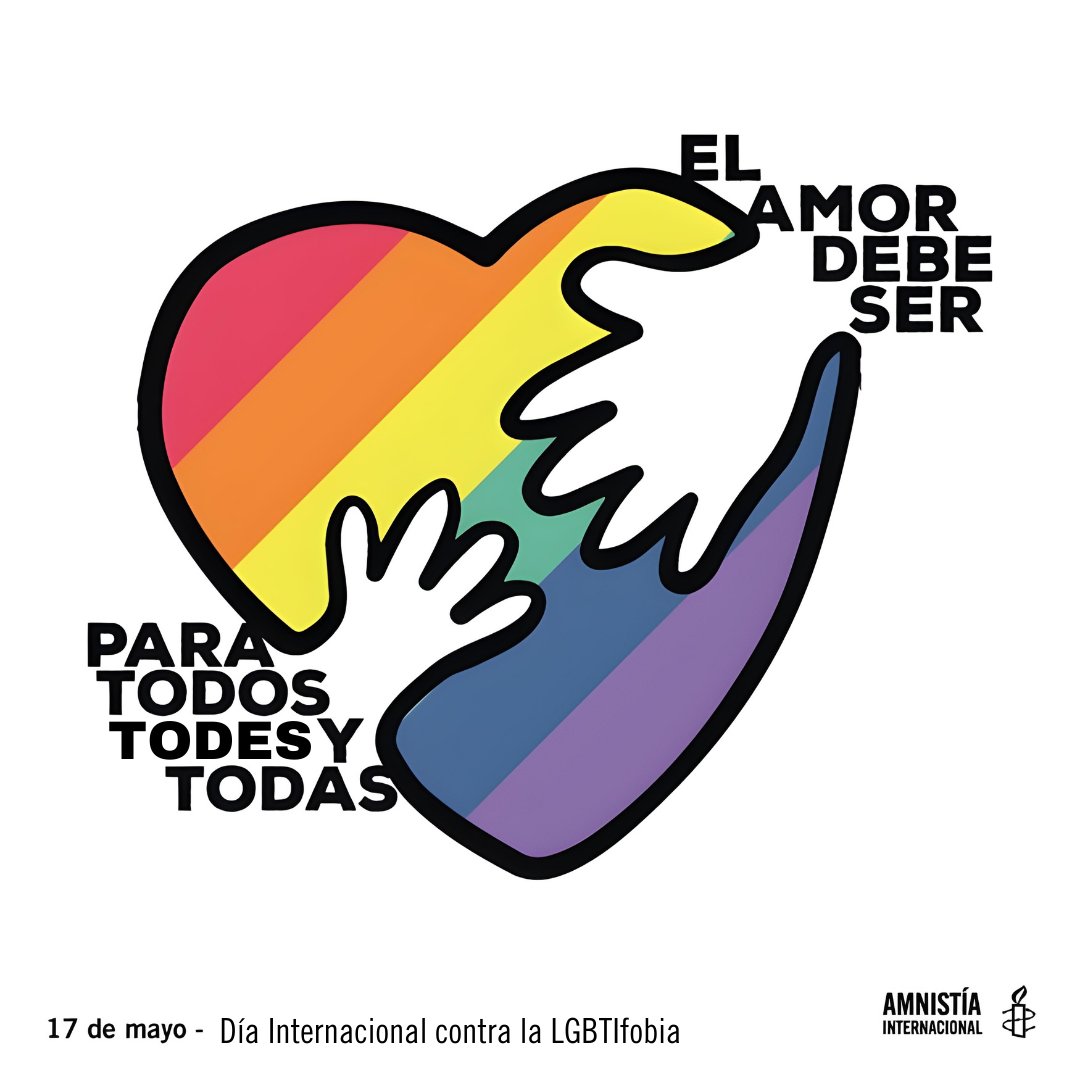 📅 Hoy se conmemora el Día Internacional contra la Homofobia, la Transfobia y la Bifobia. Vía: Amnistía Internacional