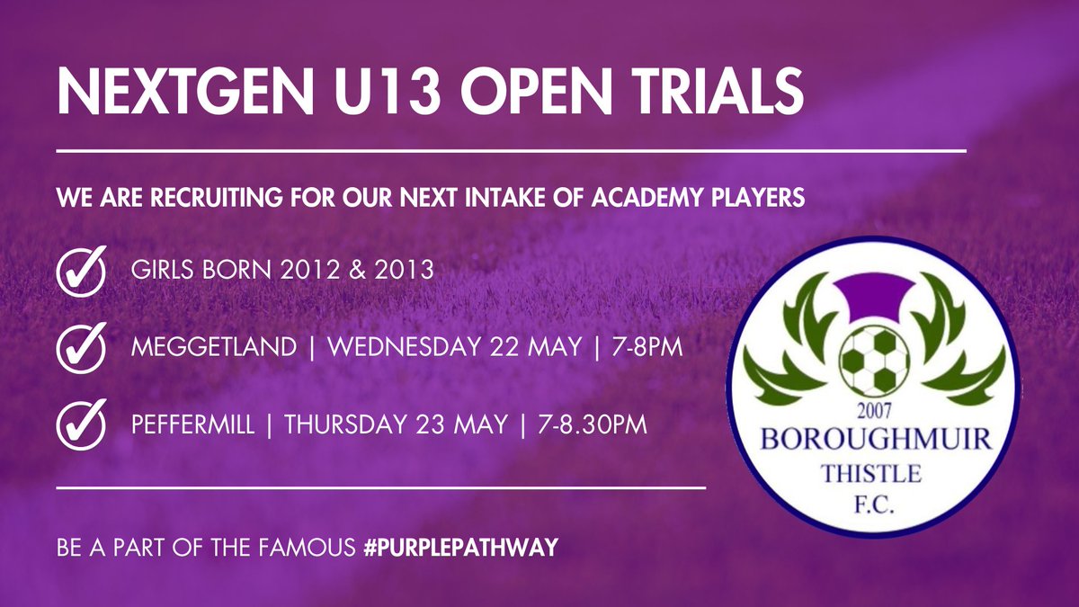 🚨 U13 NextGen Open Trials 💜 We are recruiting for our next intake of academy players to our NextGen programme & #PurplePathway that has supported the development of International talents into the elite levels of the game Register your interest 👇 docs.google.com/forms/d/e/1FAI…