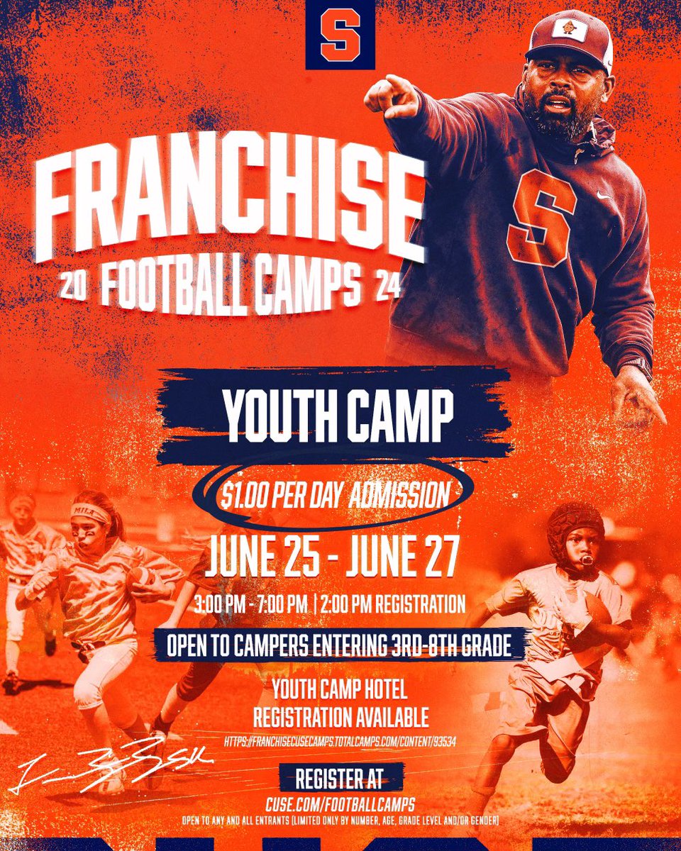 Parents there is no reason for your child not to reach their full potential this summer! Coach Fran had $1 camps & for $3💵 you kid will get Coached like no other! Registration link is below!! franchisecusecamps.totalcamps.com/shop/product/3…