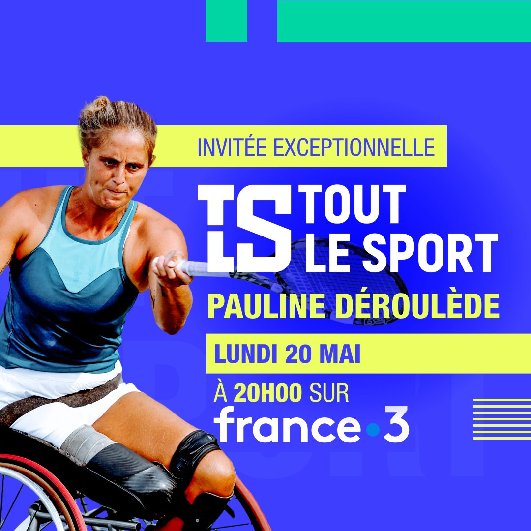 #événement l @francetvsport 

🎾 A 100 jours du début des #JeuxParalympiques de #Paris2024, la championne de tennis-fauteuil @pauline_drl est l'invitée du magazine #ToutLeSport présenté par @FabLeveque

▶️ Ce soir à 20.00 sur #France3 et france.tv