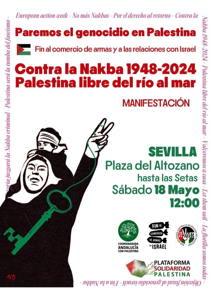 Mañana estaremos en la plaza del Altozano por el Pueblo Palestino 🇵🇸💪 ¡ PAREMOS el Genocidio! 🇵🇸💚🤍💚