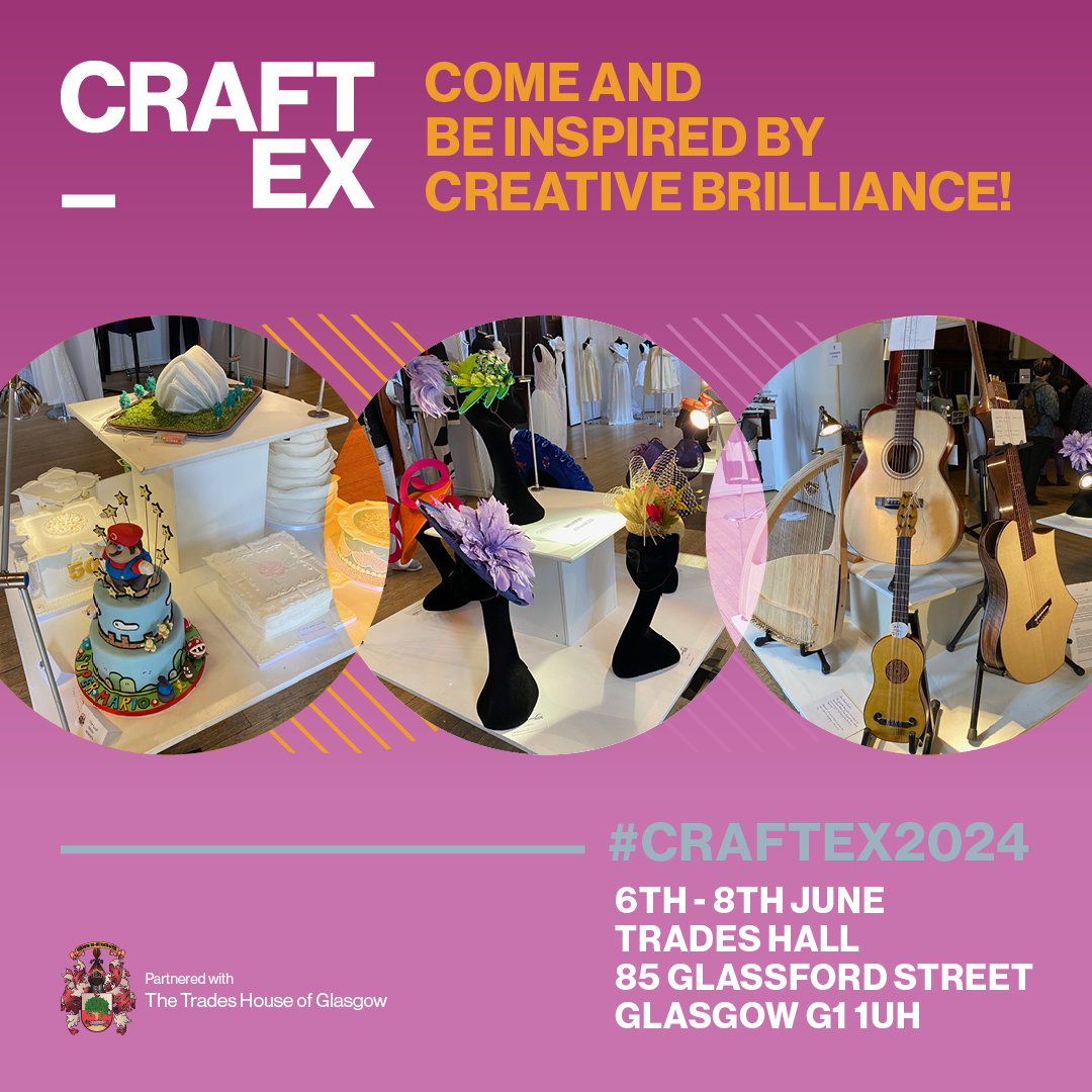 Get ready to be inspired! Craftex is almost here. This 3 day exhibition is FREE to enter. Come and see the amazing creative work of our talented students! #Craftex2024 #CreativeExhibition #StudentTalent #FreeEvent #Glasgow