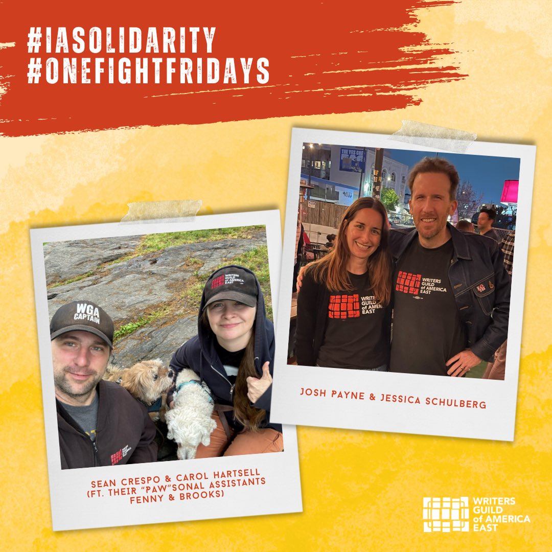 WGA members coast to coast are showing their support for @iatse! Solidarity with film/TV crew members, who are currently fighting for what they deserve: fair pay, protections from AI, safe working conditions & more. #IAsolidarity #OneFightFridays