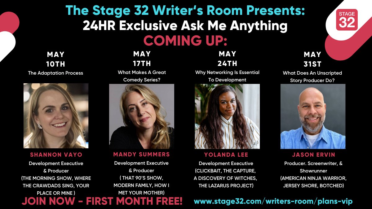 All-day #AMA on @Stage32 about “What Makes A Great #Comedy Series?”

stage32.com/lounge/vip/Exe…

#TVWriting #WritersRoom #Screenwriting #Sitcom #AskMeAnything #Stage32 #IAMSTAGE32