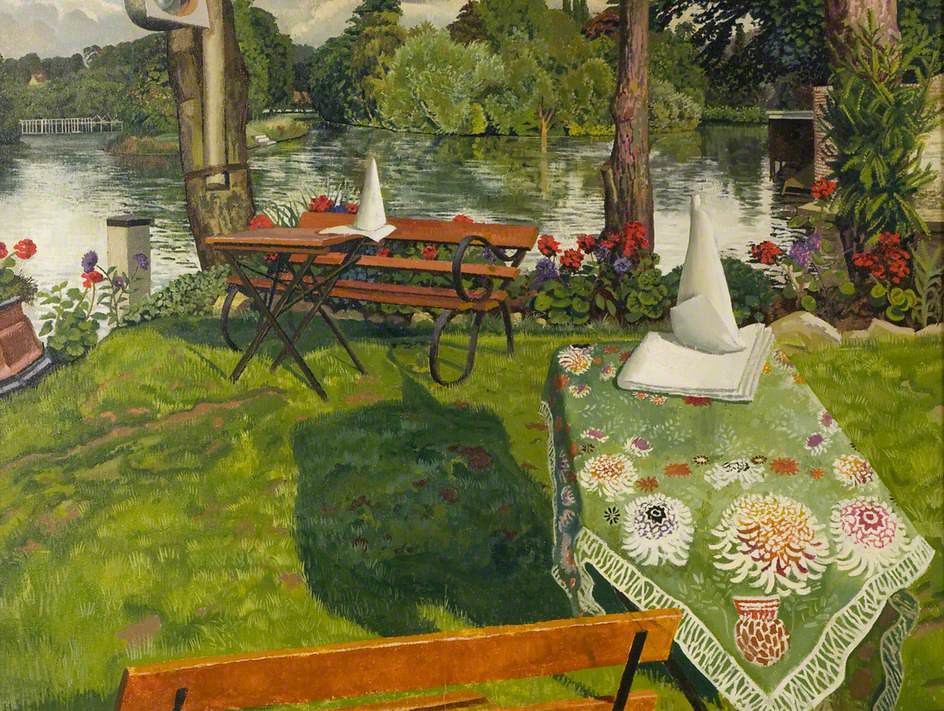 The Ferry Hotel Lawn, Cookham by Stanley Spencer 1936 Oil on Canvas (Dundee Art Galleries and Museums Collection)