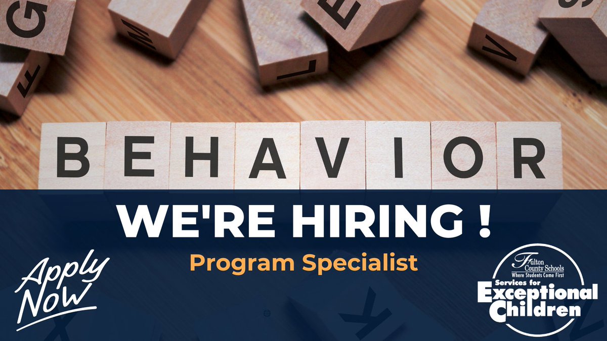 Come join our amazing SEC team as a Program Specialist-Behavior! Don't miss out on this great opportunity. Apply today! #SECSTRONG @GillandTris @YolandaBW @SherryCP3 Click link for information and to apply: jobs.fultonschools.org/go/Special-Edu…