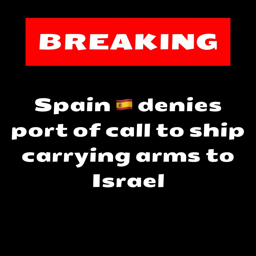 🚨BREAKING🚨

@guardian

“The Middle East does not need more weapons, it needs more peace.' said José Manuel Albares, Spain’s Foreign Minister.

Spain has refused permission for a ship carrying arms to Israel to dock at a Spanish port, its foreign minister, José Manuel Albares,