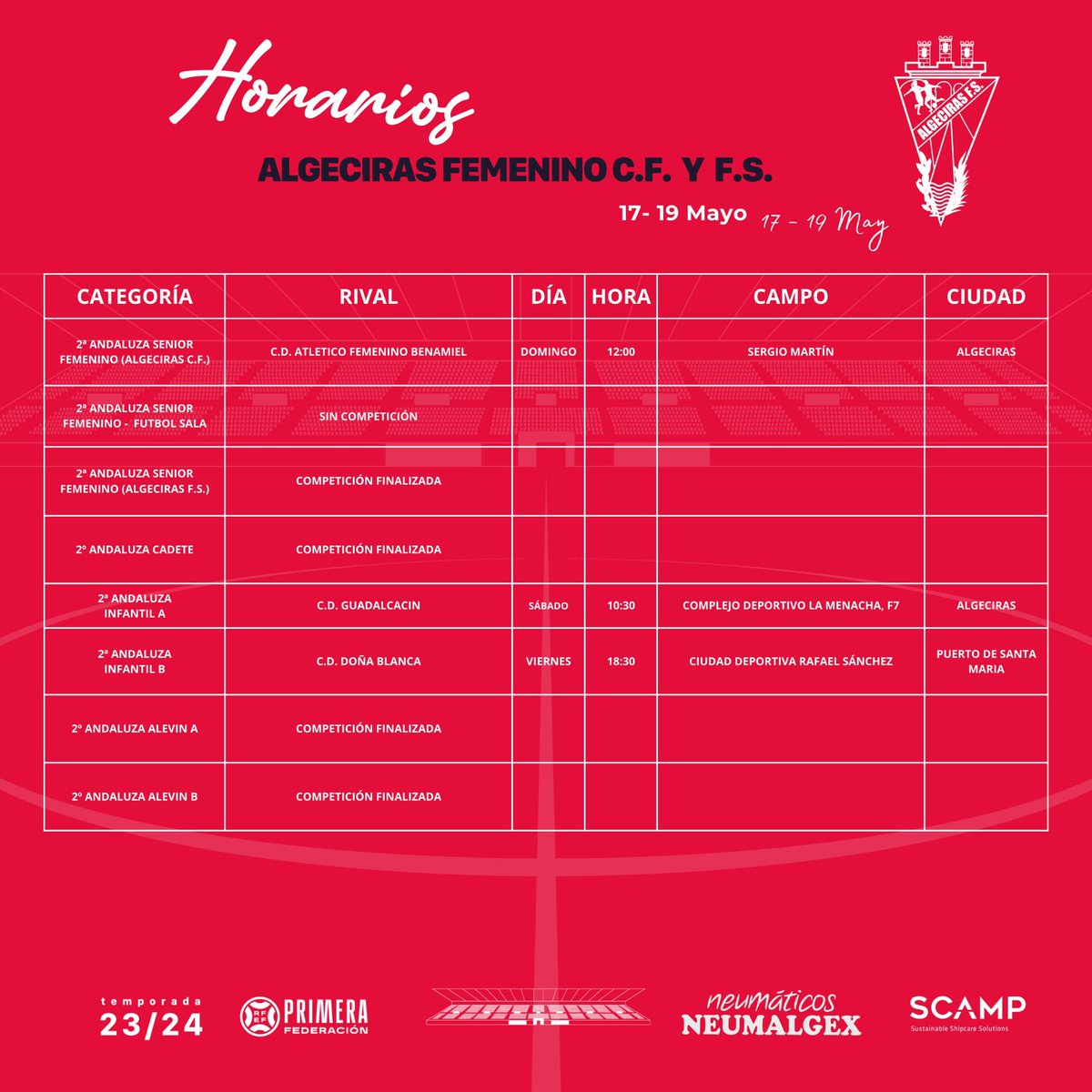 ⏰ Horarios del 𝐅𝐞𝐦𝐞𝐧𝐢𝐧𝐨 para el fin de semana. #FemeninoACF #thisisacf #crecemoscontigo #hechosparaganar