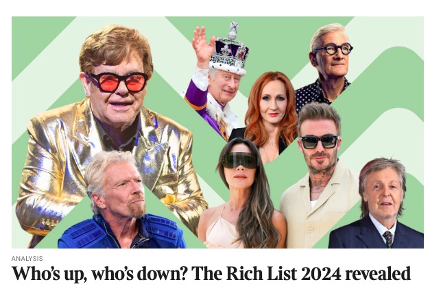 My @thetimes interview with @scottcaroline is part of the 2024 Sunday Times Rich List supplement, out in this weekend's newspaper. Online edition here: thetimes.co.uk/sunday-times-r… ⭐️ Remember though: The key thing with all measures of wealth is not how much but how you use it! ⭐️