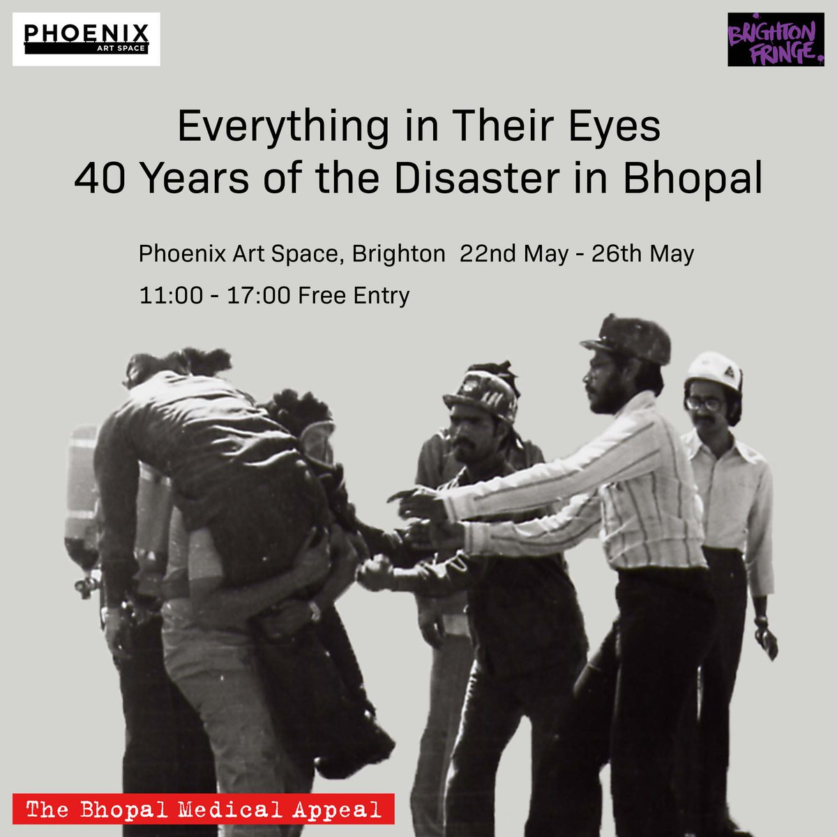 The incredible story of the survivors of the 1984 Bhopal gas disaster told through their eyes. Our exhibition will feature photography, newspaper appeals, survivor testimonies &amp; illustrations. We hope to see you there! #brightonfringe #findyourfringe @ArtspacePhoenix