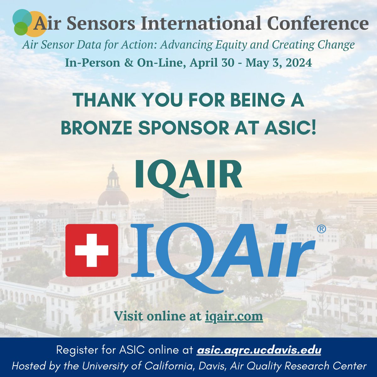 Thank you again to IQAir for being a bronze sponsor at ASIC California 2024! Learn more about IQAir at iqair.com @IQAir #ASIC2024 #airquality #airsensors #lowcostsensors