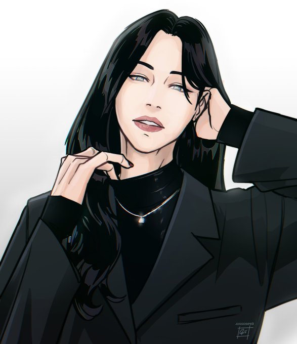 「black hair hand in own hair」 illustration images(Latest)