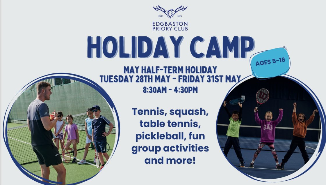 Edgbaston Priory Club Tennis (@epc_tennis) on Twitter photo Not sure what to do in May half term? Why not try a full day of activities which include tennis, squash, padel, pickleball and swimming! Keep your children active and make lots of friends. <a href="/bcsbirmingham/">The Blue Coat School</a> <a href="/Edgbaston_High/">EdgbastonHighSchool</a> <a href="/HarbornePrimary/">Harborne Primary School</a> <a href="/chadvaleprimary/">Chad Vale Primary</a> <a href="/NorfolkHSchool/">Norfolk House School</a> Not sure what to do in May half term? Why not try a full day of activities which include tennis, squash, padel, pickleball and swimming! Keep your children active and make lots of friends. <a href="/bcsbirmingham/">The Blue Coat School</a> <a href="/Edgbaston_High/">EdgbastonHighSchool</a> <a href="/HarbornePrimary/">Harborne Primary School</a> <a href="/chadvaleprimary/">Chad Vale Primary</a> <a href="/NorfolkHSchool/">Norfolk House School</a>