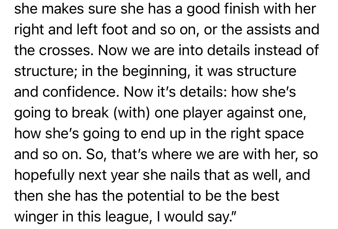 Also asked Robert Vilahamn about the work that Spurs have done this season with Norway international Celin Bizet 🇳🇴 and the details behind her improvement: “She has the potential to be the best winger in this league.” #BarclaysWSL #COYS #THFC