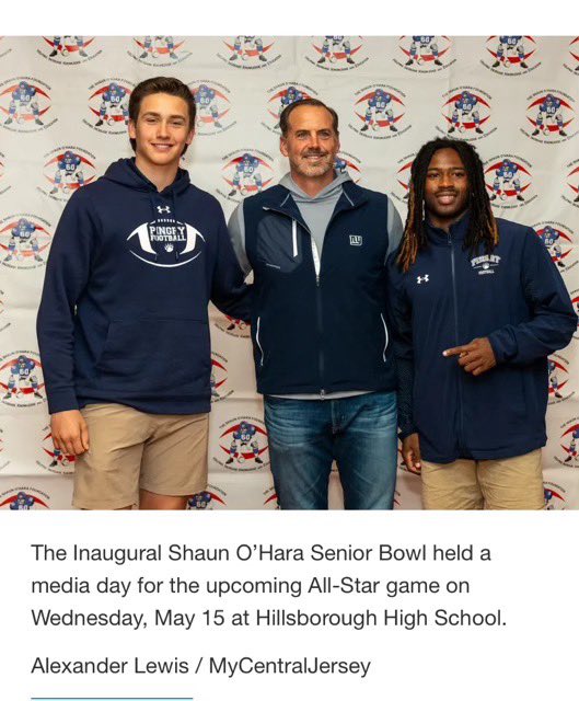 Mike Hollomon (@hollomonmike) on Twitter photo Super excited to be playing in the Shaun O’Hara Senior Bowl on June 12th! Thank you to all those involved in organizing this awesome event. Honored to meet the NFL legend!!⬇️
<a href="/ShaunOHara60/">Shaun O'Hara</a> <a href="/josh_woodford5/">Josh Woodford</a> <a href="/EQBcoach/">EliteQB</a> <a href="/Big_Blue_FB/">Pingry Big Blue Football</a> <a href="/ArthurJPassaro/">Coach AJ Passaro</a> <a href="/mhollo67/">michael hollomon</a> Super excited to be playing in the Shaun O’Hara Senior Bowl on June 12th! Thank you to all those involved in organizing this awesome event. Honored to meet the NFL legend!!⬇️
<a href="/ShaunOHara60/">Shaun O'Hara</a> <a href="/josh_woodford5/">Josh Woodford</a> <a href="/EQBcoach/">EliteQB</a> <a href="/Big_Blue_FB/">Pingry Big Blue Football</a> <a href="/ArthurJPassaro/">Coach AJ Passaro</a> <a href="/mhollo67/">michael hollomon</a>