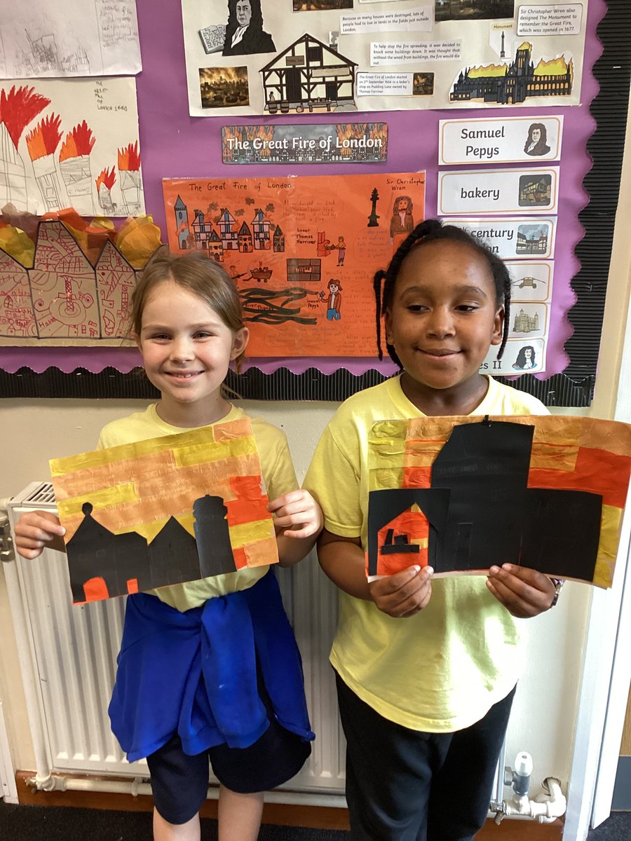 Yr2: In History we created art work based on The Great Fire of London.