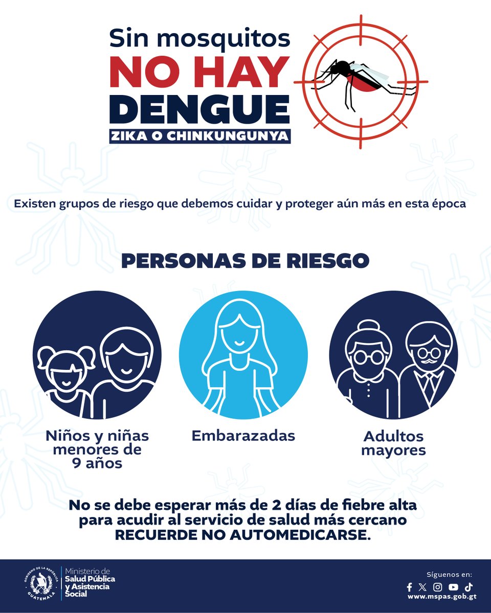 La prevención del dengue es clave para proteger nuestra salud. Elimina los criaderos de mosquitos, mantén tu entorno limpio y utiliza repelente. ¡Juntos podemos combatir el dengue! 💪🦟 #GuatemalaSaleAdelante