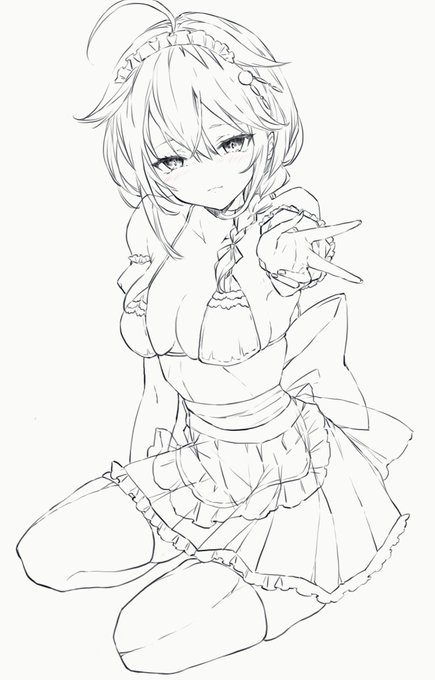 やっと線画できた(՞っ ̫ _՞)b 