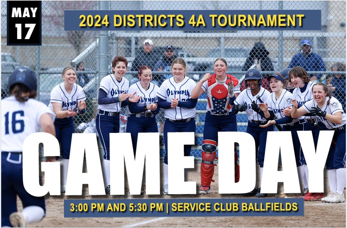 GAME DAY - 4A DISTRICTS TOURANEMNT 
The Oly Bears Play 2 Games Today! #GoBears 
 May 17  3:00 PM &amp; 5:30 PM @ Service Club Ballfields
Live-stream tinyurl.com/OlyBearsFastpi…
