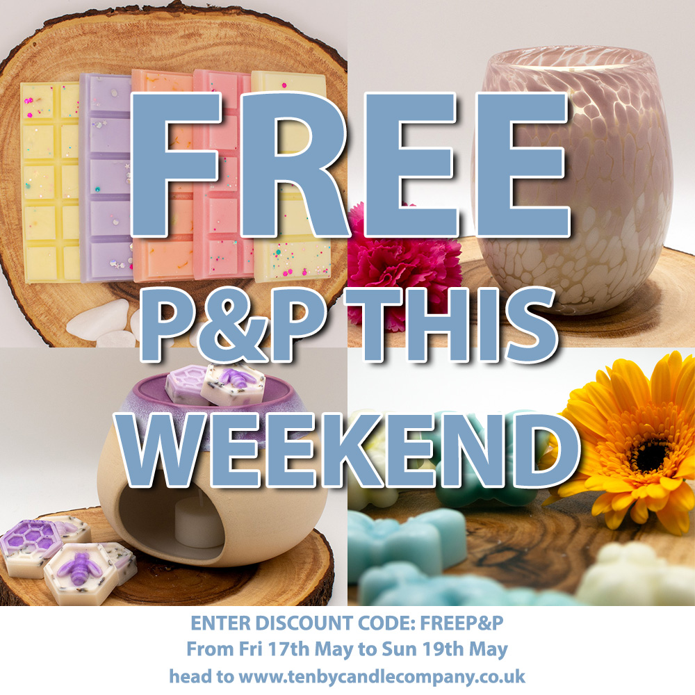 Special Weekend Offer! Enjoy Free P&P on All Orders! Shop Now and Transform Your Space into a Sanctuary of Light and Fragrance with the Tenby Candle Company. Don't Miss Out – Offer Ends Sunday! #TenbyCandleCompany #TenbyCandleCo #Waxmelts #Waxburner #Welshcandles #MadeInWales