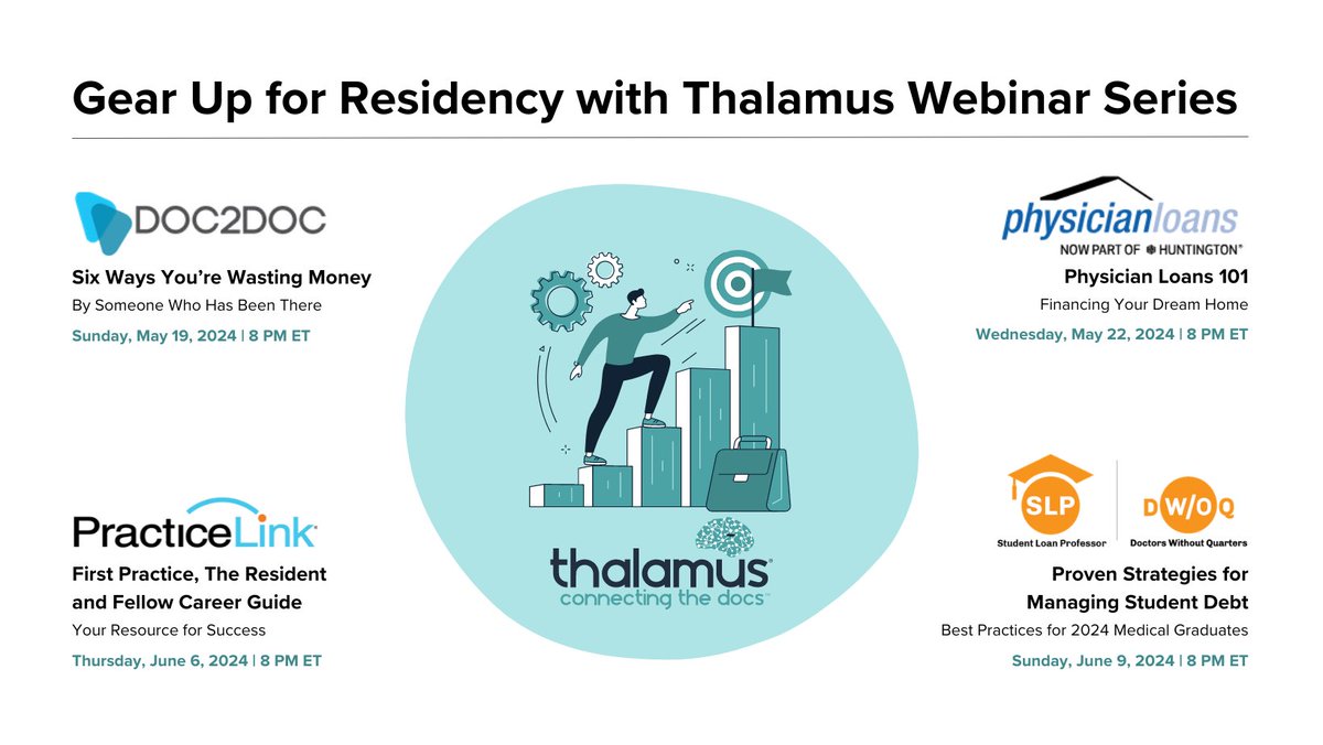 #Match2024 applicants, you're invited to our new webinar series, Gear Up for Residency with Thalamus! For each session attended, you’ll gain entry into a drawing for your residency application fees to be reimbursed by Thalamus. hubs.ly/Q02xvZVb0 #GME #MedEd #MedTwitter