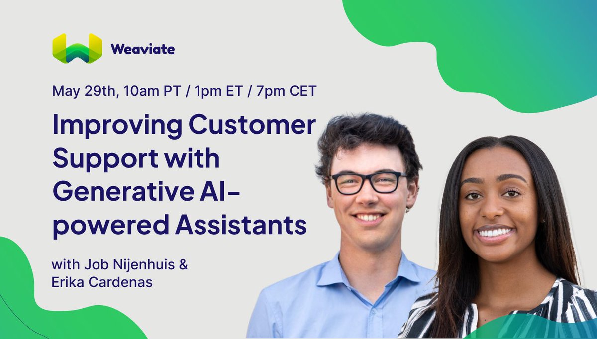 Join Job Nijenhuis from Neople and @ecardenas300 from Weaviate for a webinar on May 29th at 1 pm ET / 7 pm CET The key takeaways: • How vector databases work and how to use vector search for quick retrieval • All about ingesting and chunking your data (feedback documents, FAQ