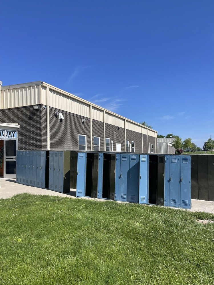The old lockers are coming out today! They have been claimed as Surplus Property. If you are interested in purchasing some or all of the lockers, stop by the school and make an offer!