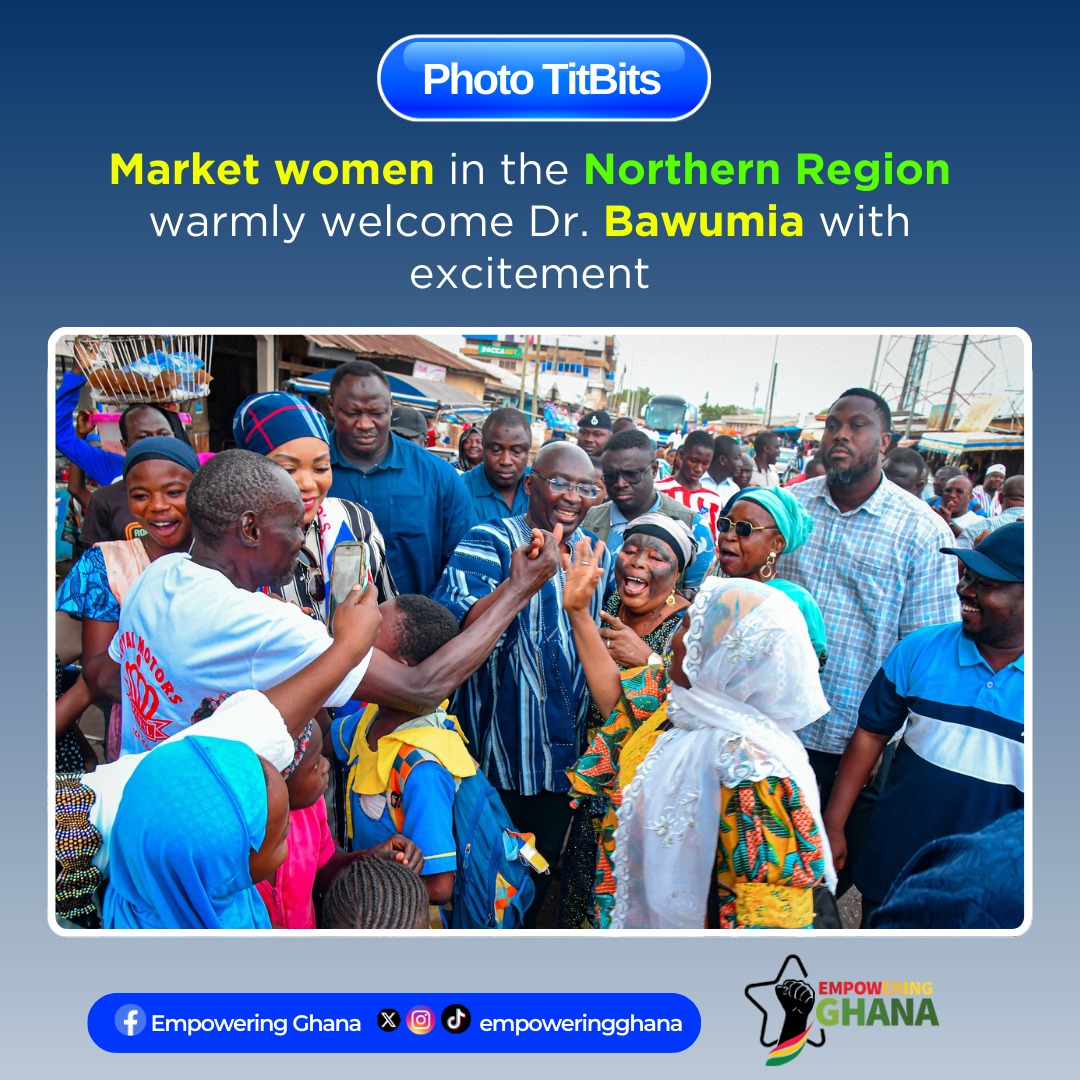 Market women everywhere love Bawumia - Northern Region is no exception!❤️🔥

#EmpoweringGhana #Bawumia2024 #BawumiaTours #ghana #ItIsPossible #Election2024 #GhanaNews #BreakingThe8WithBawumia #GhanasNextChapter