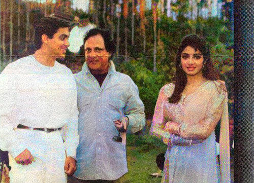 Still of Salman khan and Sridevi with Director Sawan kumar tak #SalmanKhan #sridevi #Bollywood #classics