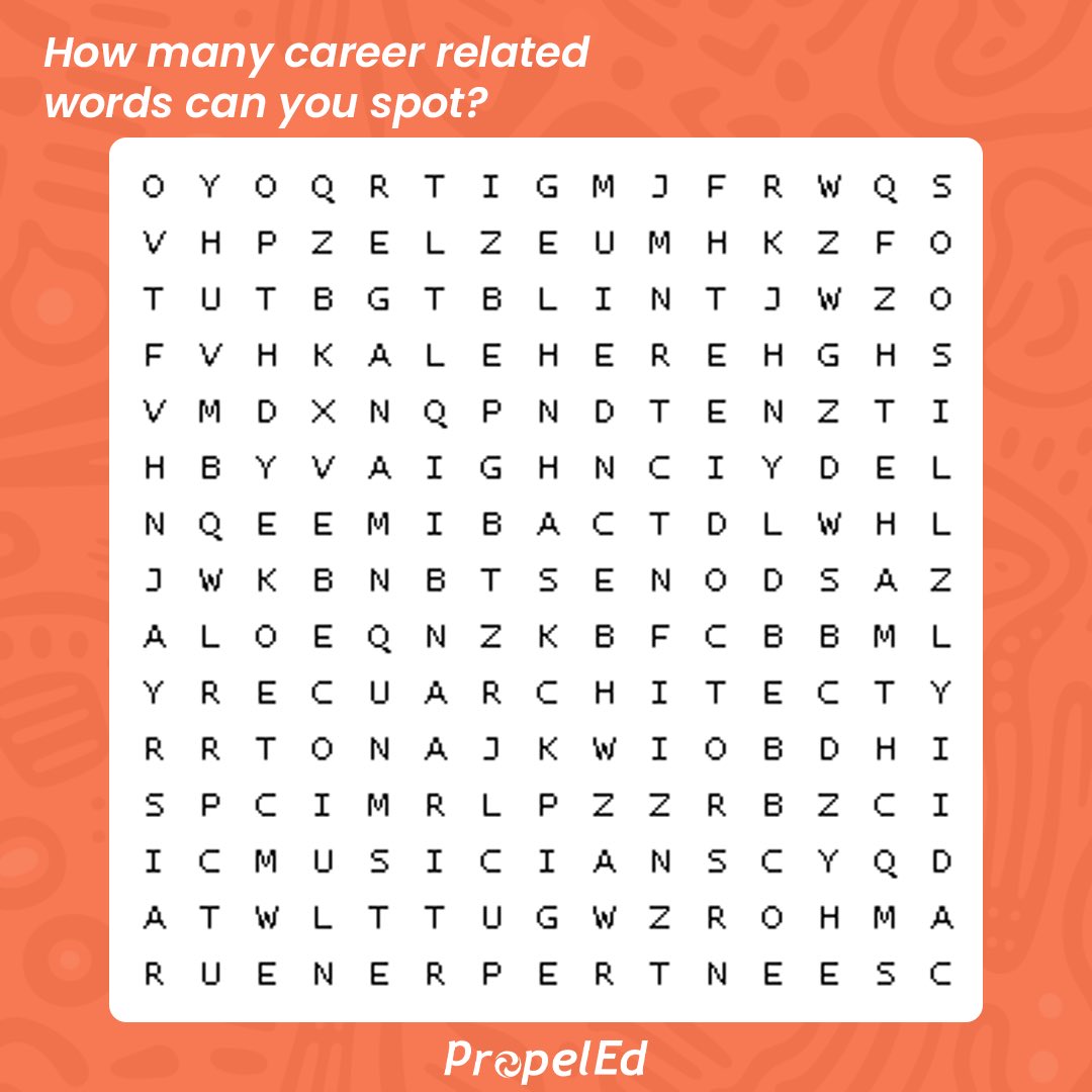 propelednetwork's tweet photo. Are you up for a career challenge? Words are waiting to be found!๐
Comment down below all the career-related words you can find! ๐๐ฝ
PS: There are 10 words in here!๐คญ
#wordsearch #propeled #ghana #accra https://t.co/PcYSTLSgr1
