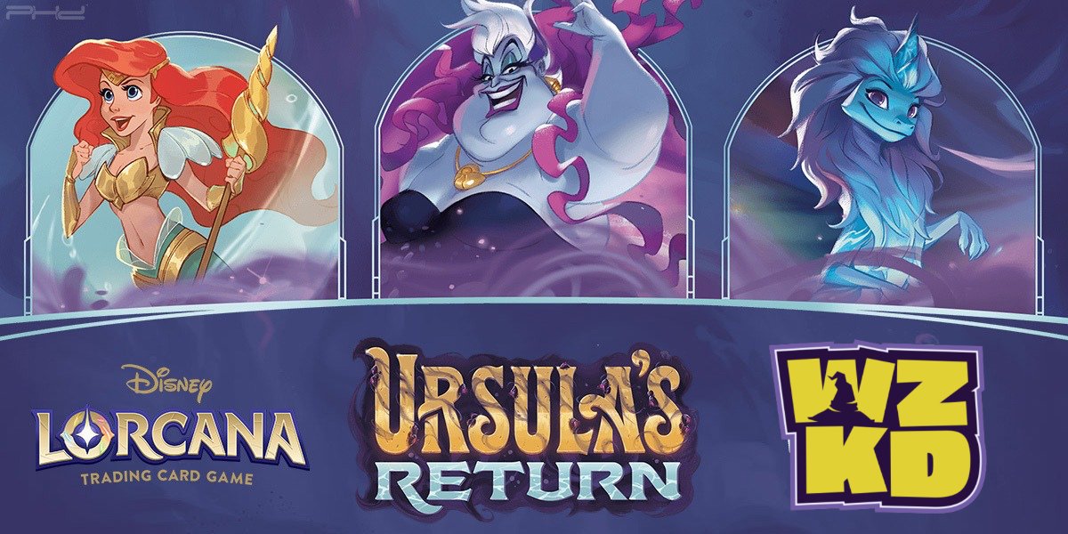 Lorcana URSULA’S RETURN available right now at WZKD GAMES! Get ‘em’ while they’re hot! #wzkd #Santafe #lorcanatcg #mtgcommander #yugioh #Warhammer40k #40k #games #dnd #starwars