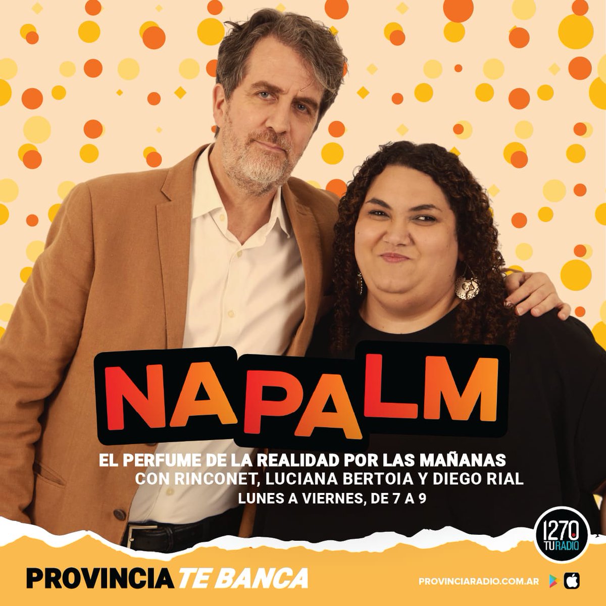 El perfume de la realidad por las mañanas #Napalm🎧 7 a 9hs. 🎙️@rinconet y @LucianaBertoia 🔘@DiegoRial1 @luchadelacalle 💻provinciaradio.com.ar 📲App 👉bit.ly/3vqtKMJ #turadio #provinciatebanca