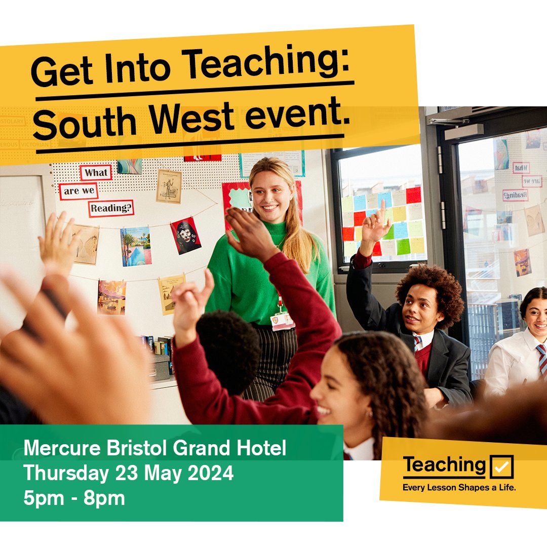 Are you interested in a career in secondary teaching? Whether you're ready to start your career in teaching or just curious, we can answer your questions. Find out more at the Get into Teaching South West event in Bristol on Thurs 23rd May 5pm-8pm: bristol.ac.uk/education/even…