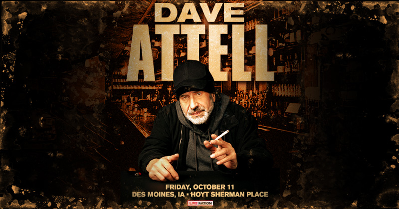 On Sale Now! Comedian @attell is returning to Hoyt Sherman Place on October 11. Tickets are available at the venue box office and hoytsherman.org/event/dave-att….