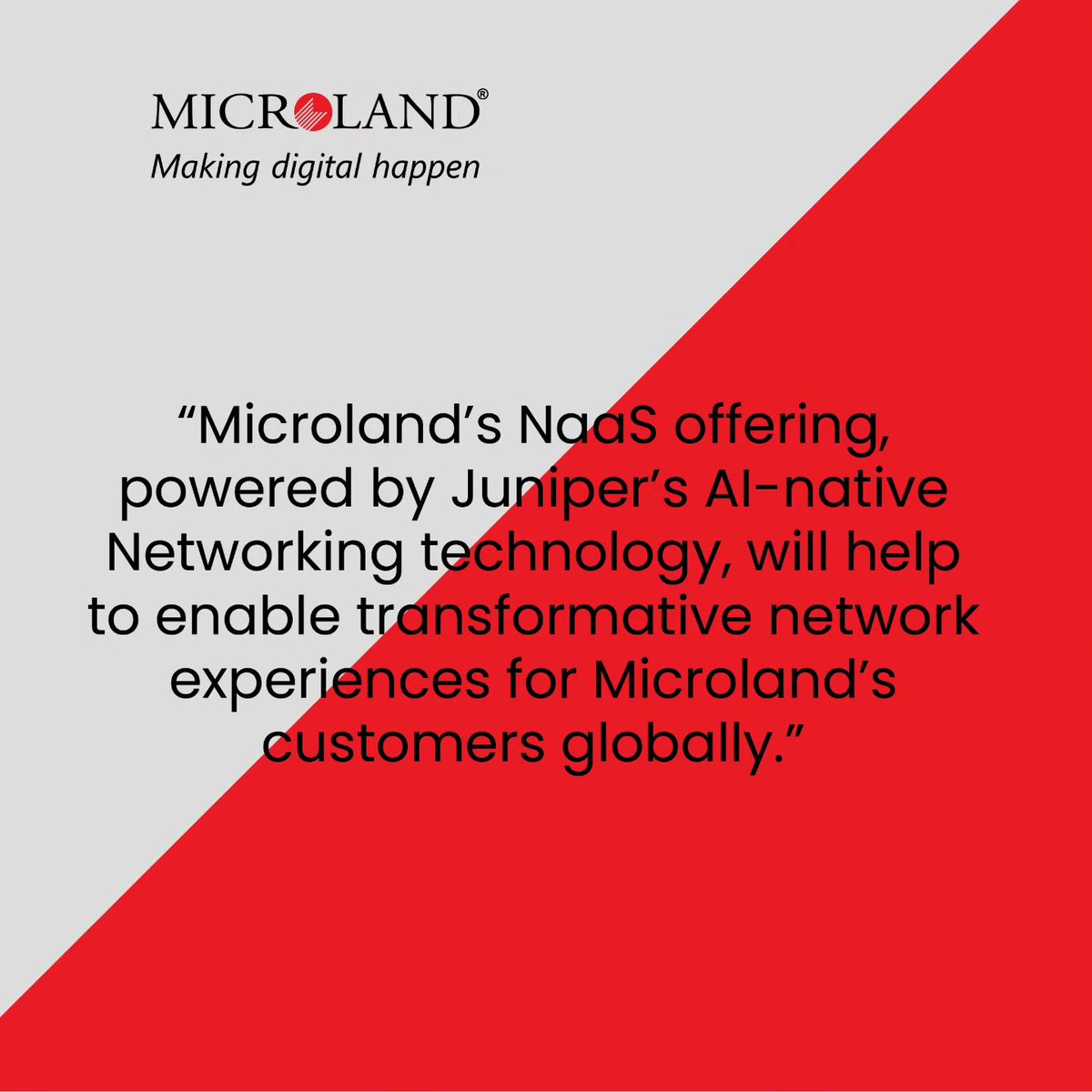 Read what Gordon Mackintosh of #JuniperNetworks has to say on #Microland achieving the Global Elite Plus status through an advanced #NaaS offering. It’s an innovation that leverages #IntelligeniNetOps and Juniper MistAI™. More information here: t.ly/NGWHj