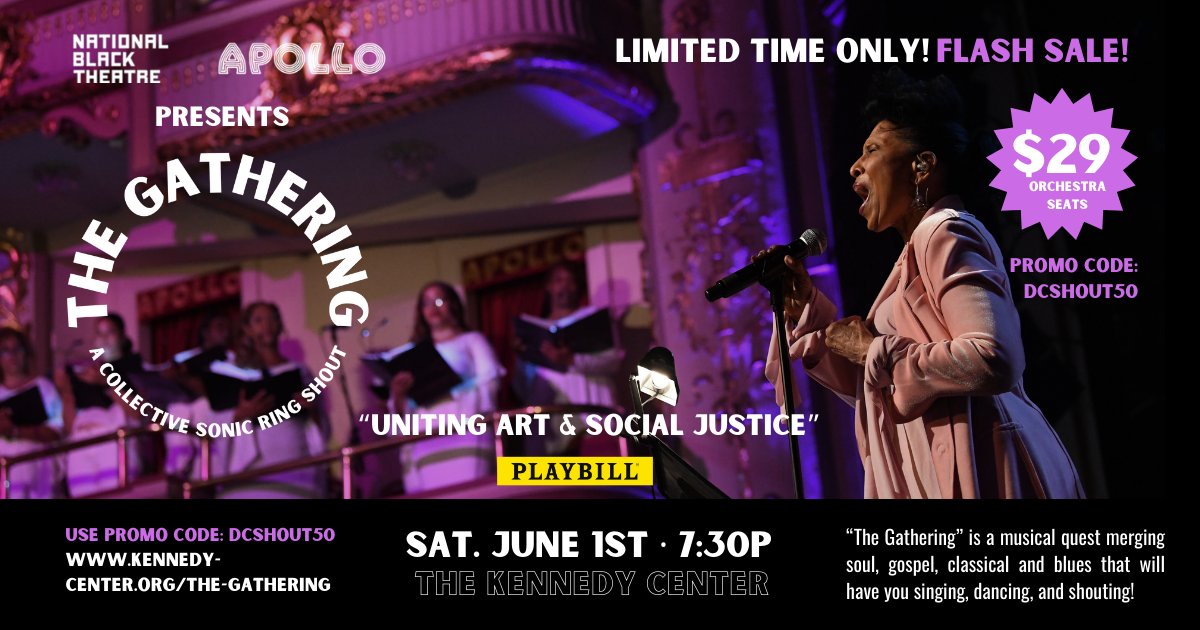 Immerse yourself in the historical power of the ring shout. We are thrilled to be promotional partners for this groundbreaking performance produced by @natblacktheatre and @apollotheater at @kencen. Grab your tickets today with code SHOUT25. bit.ly/3TZs2wK #DCRingshout