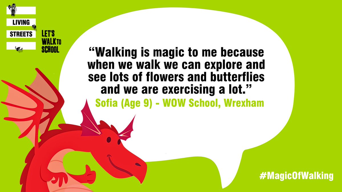 'Walking is magic to me because when we walk we can explore.' For #WalktoSchoolWeek, we asked pupils in #Wrexham what the #MagicOfWalking and wheeling means to them. livingstreets.org.uk/walk-to-school…