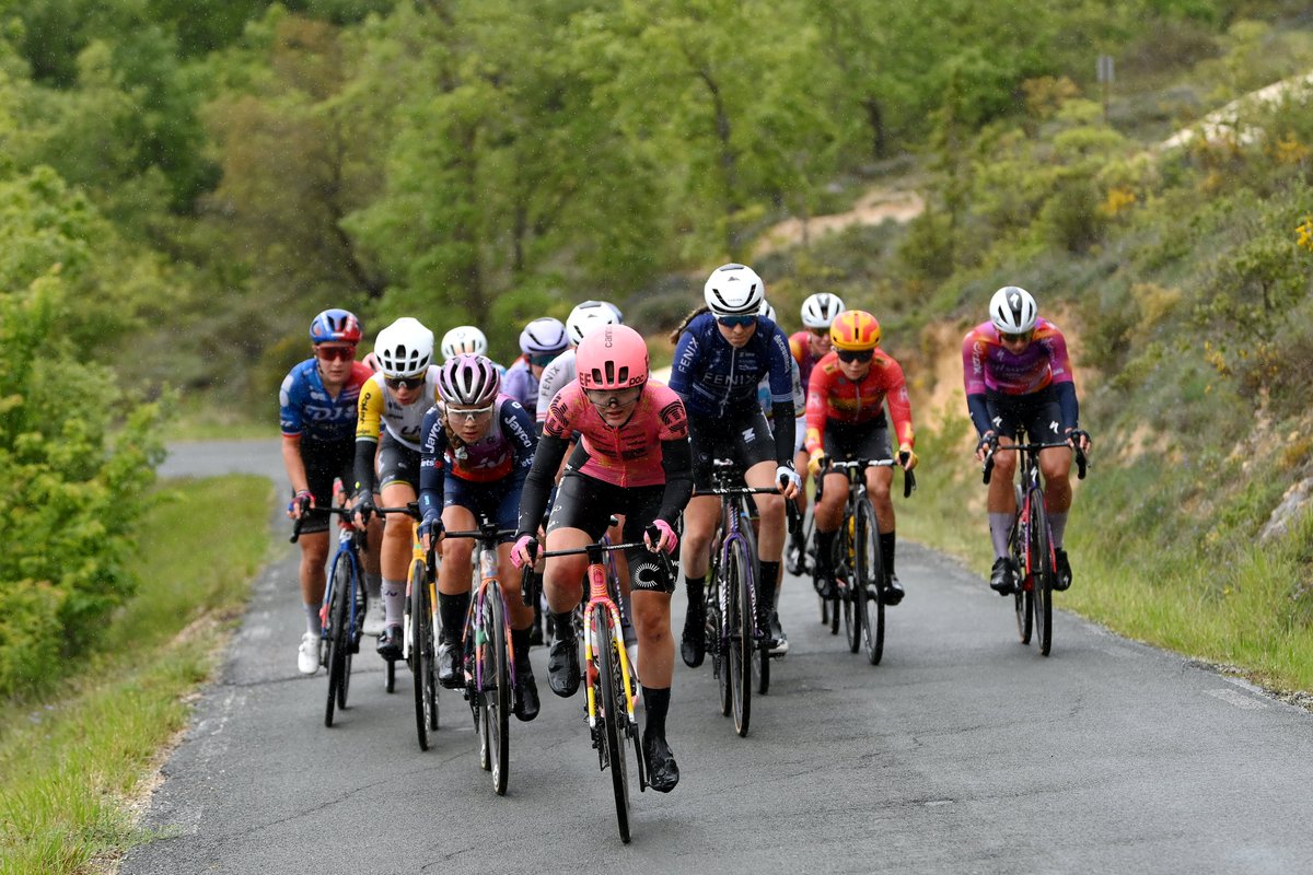 The rain in Spain falls mainly on race days 😅 

Didn’t stop the squad from bringing the heat though! Noemi Rüegg finishes in 4th with Letizia Borghesi close-behind in 7th place in stage 2 of the Vuelta a Burgos Feminas 🙌