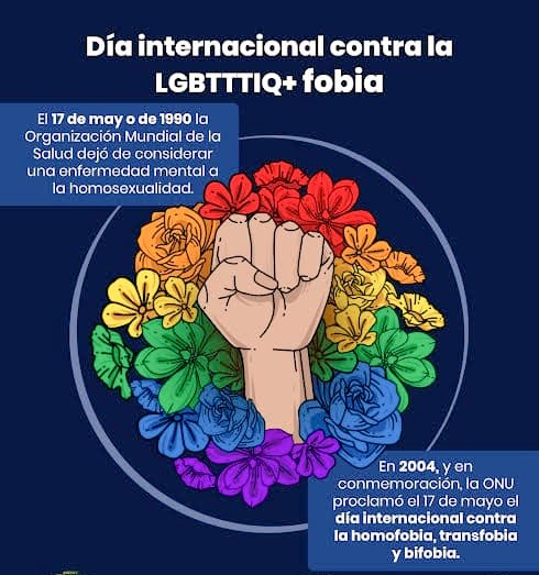17 de Mayo 
Día de lucha contra discriminación por orientación sexual e identidad de género .