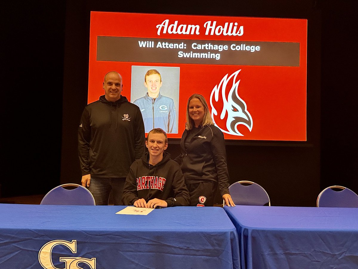 Congratulations to Adam Hollis on his commitment to Carthage College to continue his academic and swimming career.