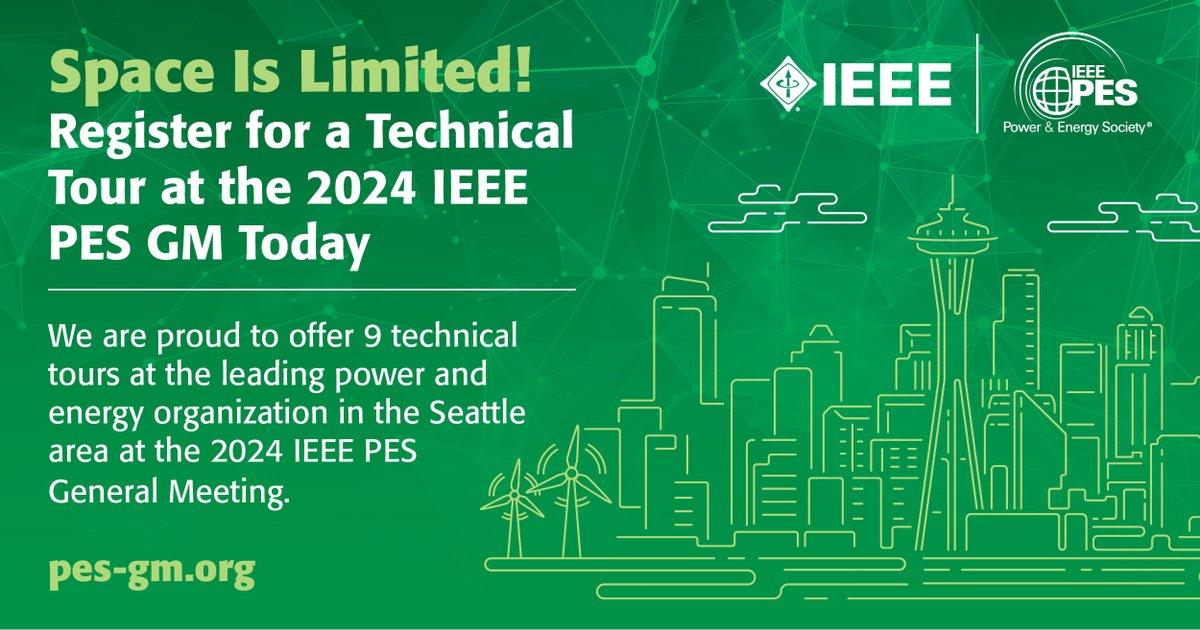 Register Today! For a technical tour at the 2024 @ieeepesgm 👀 Check out the tour options here: bit.ly/3wE59XH ... #ieeepes #ieeepesgm #technicaltours #powerengineering #electricalengineering