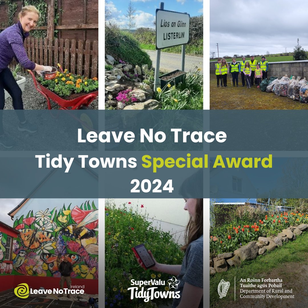 Leave No Trace Ireland 'Tidy Towns Special Award 2024' - recognizes communities making significant efforts to protect & enhance the natural environment while promoting outdoor responsibility. Enter here: 🔗leavenotraceireland.org/the-leave-no-t… Closing Date: Friday, June 5th at 5pm