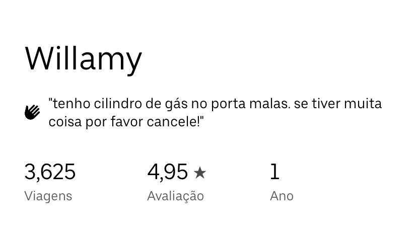 Cancele você seu arrombado. Ninguém mandou ter um carro limitado. Coisa de corno msm
OBS: nem vou levar mta coisa e muito menos usar o porta malas dele. Mas ver essa mensagem me revoltou