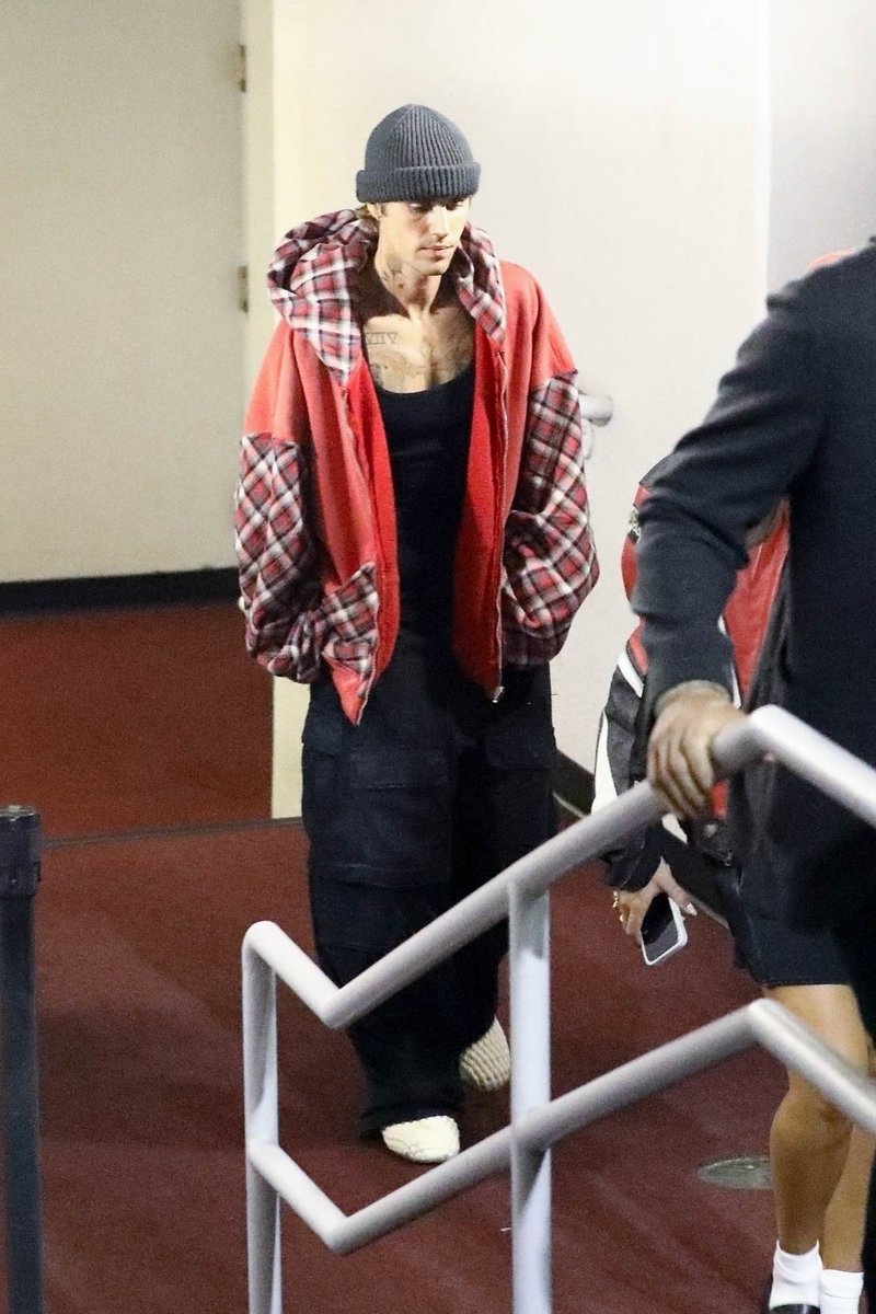 Justin Bieber at the Billie Eilish concert held at Kia Forum in Inglewood, California - May 16.