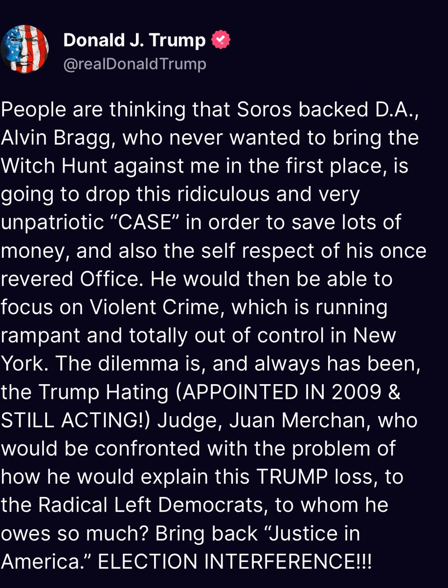 President Trump Said that People Are that Soros Backed DA,Alvin Bragg . 👇👇👇👇👇