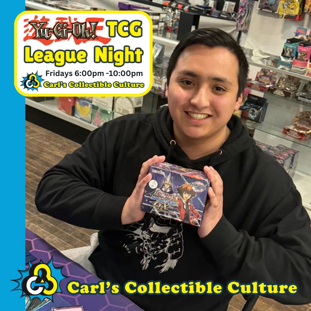 Friday plans? Sorted! Dive into the world of dueling at Carl's Collectible Culture with our weekly YuGiOh TCG League Night! 
Bring your best strategy, trade cards, and forge friendships that'll last beyond the game! 🛡️💫 

#YuGiOh #FridayFeeling #Orillia #C3TCG #ItsACulture
