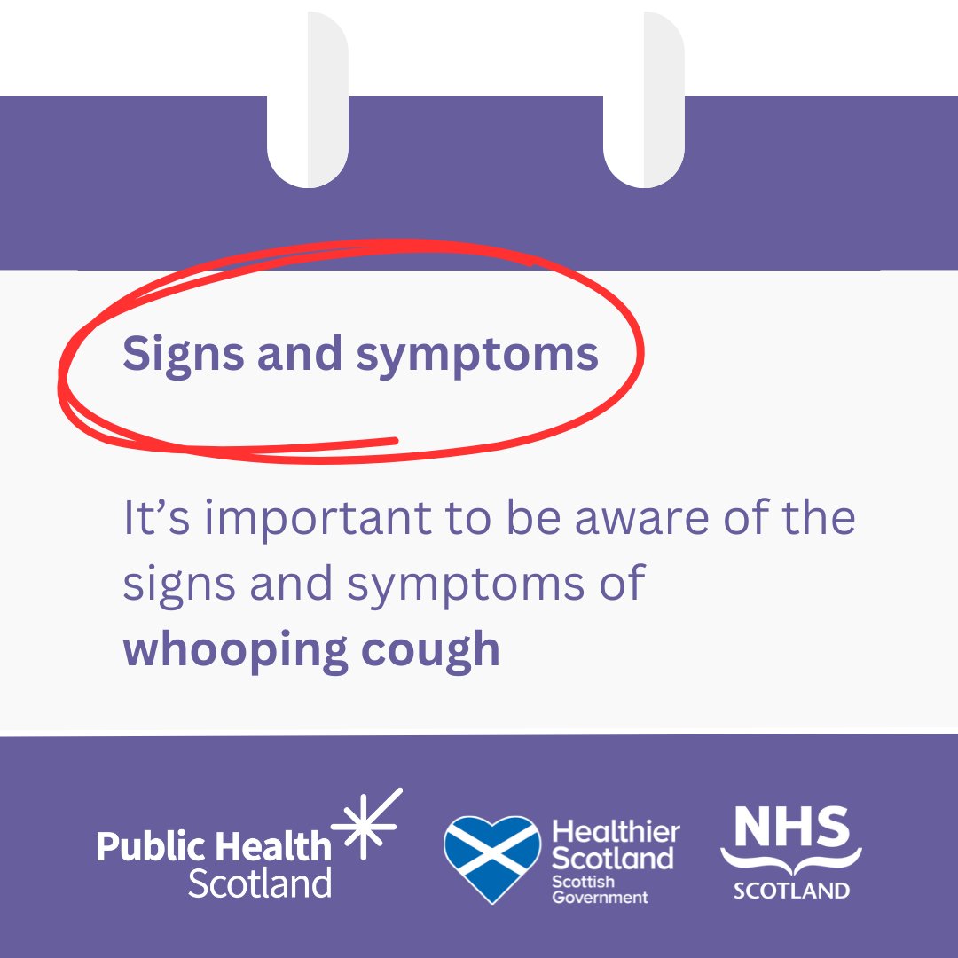 Whooping cough is serious. Initial symptoms include a runny nose, red and watery eyes, a sore throat, and a slightly raised temperature. For more information on signs and symptoms of whooping cough visit: nhsinform.scot/illnesses-and-…